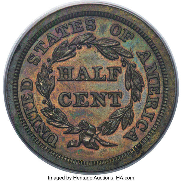 image for: 1847 1/2 C Original, B-1, R.6, PR64 Red and Brown PCGS....