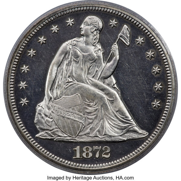 image for: 1872 $1 PR63+ Cameo PCGS. OC-P1, R.2. CAC....