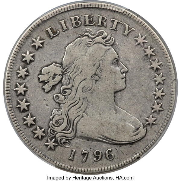 image for: 1796 $1 Small Date, Large Letters, B-4, BB-61, R.3, Fine 15 PCGS....