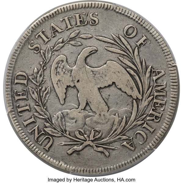 image for: 1796 $1 Small Date, Large Letters, B-4, BB-61, R.3, Fine 15 PCGS....