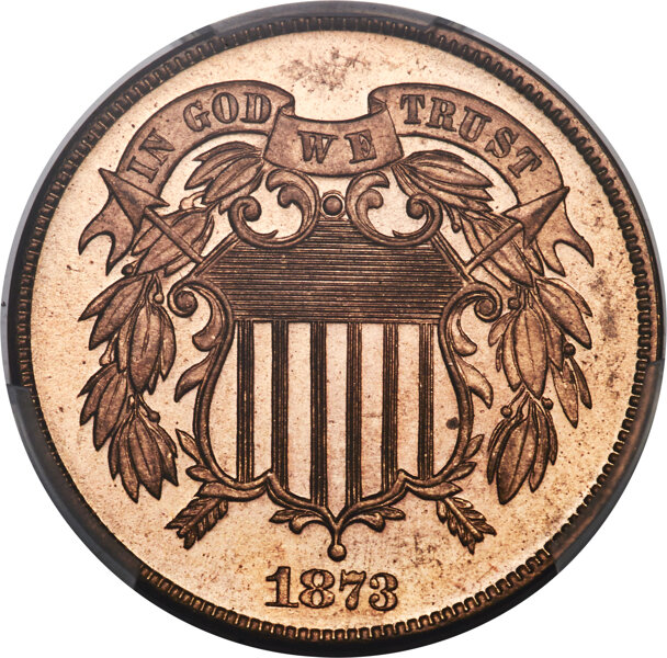 image for: 1873 2C Closed 3 PR65 Red PCGS....