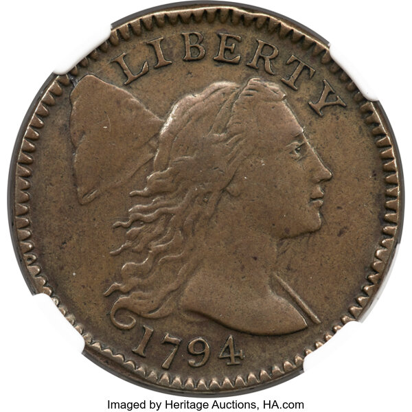 image for: 1794 1C Head of 1795, S-71, B-63, R.2, XF40 NGC....