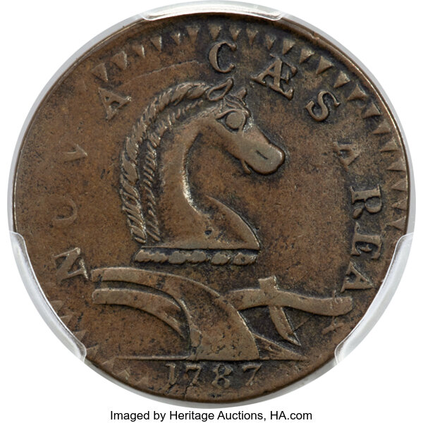 image for: 1787 New Jersey Copper, Serpent Head, M. 54-k, W-5295, R.3, AU53 PCGS....