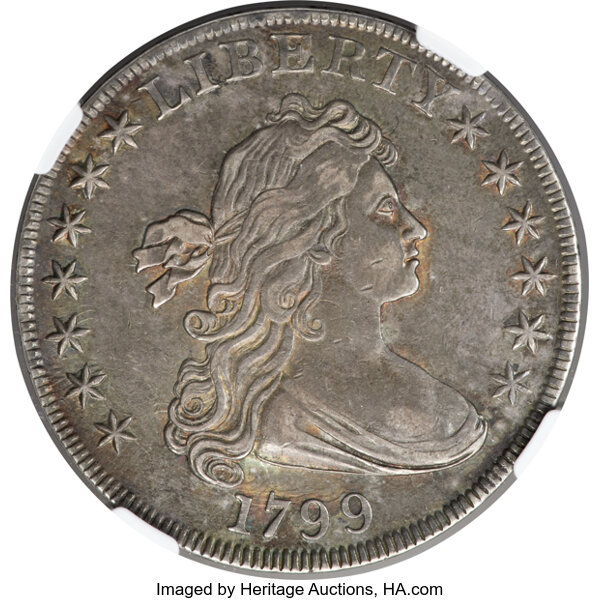 image for: 1799 $1 7x6 Stars, B-11, BB-161, R.3, XF45 NGC....