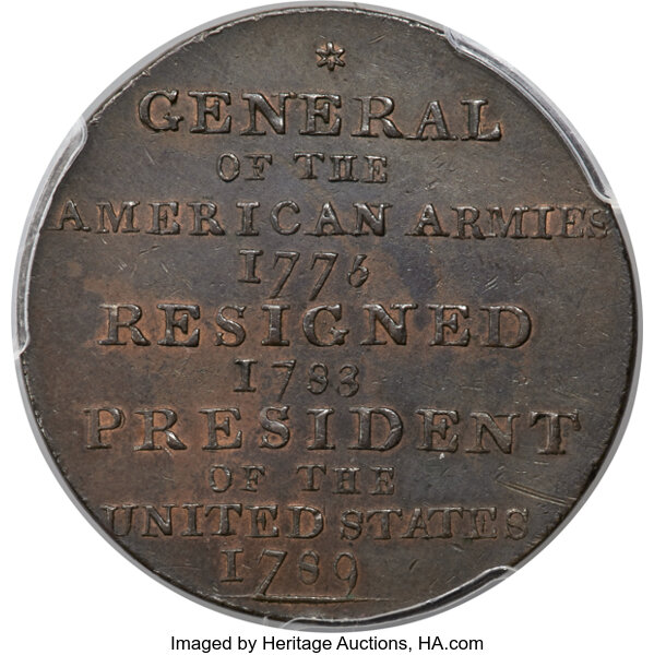 image for: (1792) Washington Born Virginia Cent, Inscribed Reverse, AU58 PCGS. Baker-60 (1885), Baker-22 (1999), W-10730, GW-33, R.5. ...