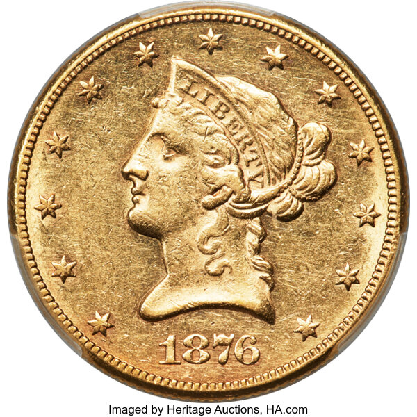 image for: 1876-CC $10 AU55 PCGS. Winter 1-A....