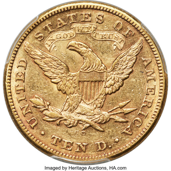 image for: 1876-CC $10 AU55 PCGS. Winter 1-A....