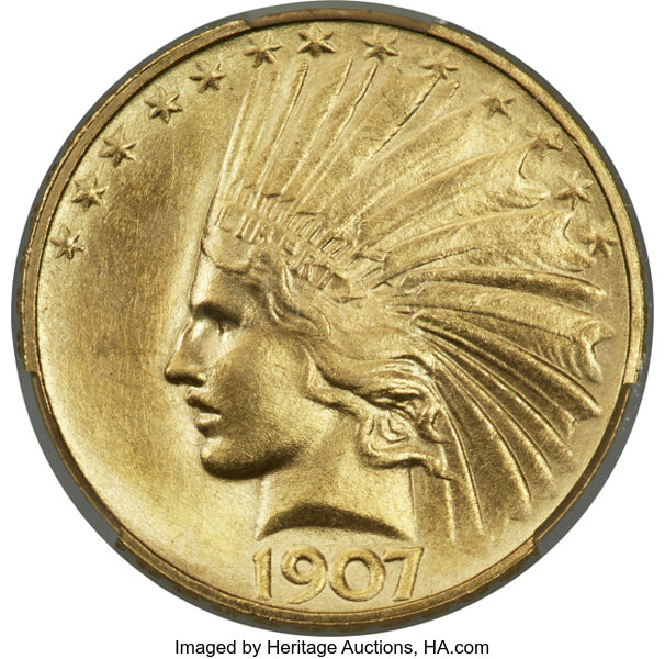 image for: 1907 $10 Rolled Rim MS65+ CACG....