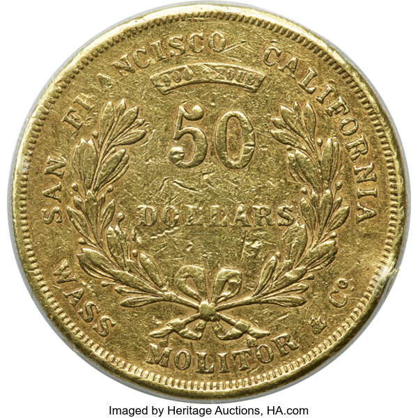 1855 Wass, Molitor & Co. K 9 Mint State (MS) Pricing Guide | The