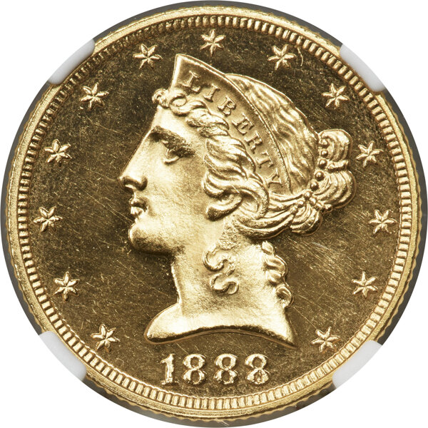 image for: 1888 $5 JD-1, High R.5, PR66 Cameo NGC....