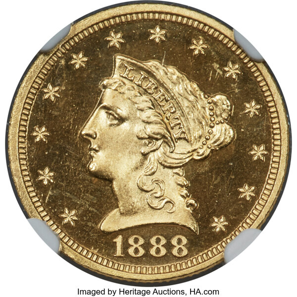 image for: 1888 $2 1/2 JD-1, R.5, PR66 Ultra Cameo NGC....