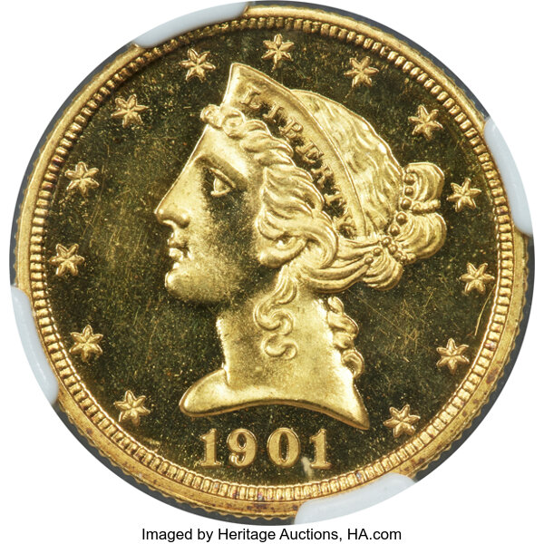 image for: 1901 $5 JD-1, R.4, PR65 Cameo NGC....