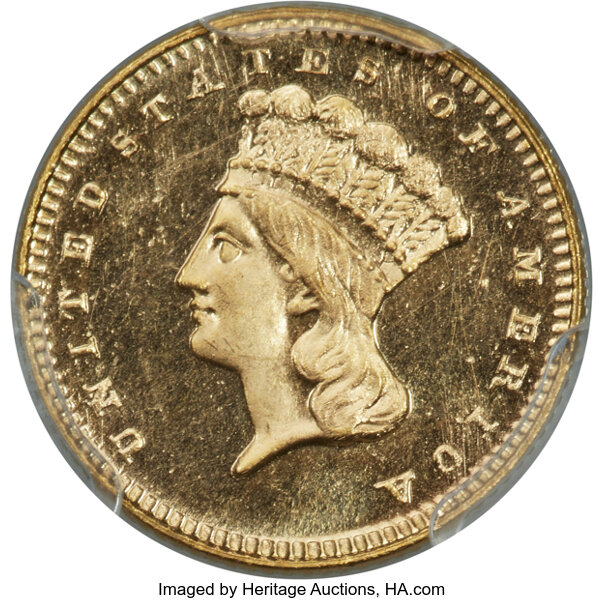 image for: 1879 G$1 JD-1, R.6, PR65 Cameo PCGS....