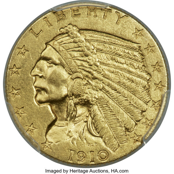 image for: 1910 $2 1/2 JD-1, High R.4, PR64 PCGS....