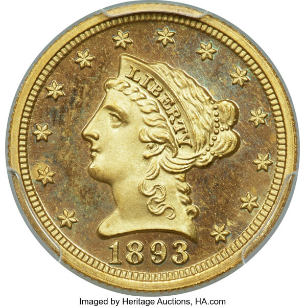 image for: 1893 $2 1/2 JD-1, R.5, PR66 Deep Cameo PCGS. CAC....