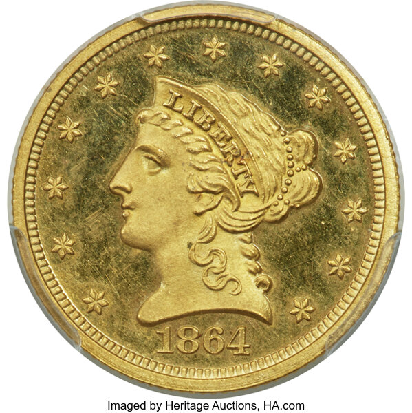 image for: 1864 $2 1/2 JD-1, High R.6, PR64 Deep Cameo PCGS....