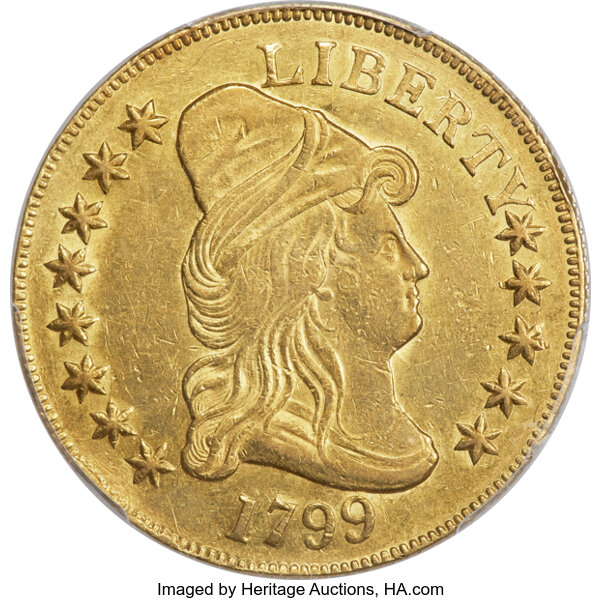 image for: 1799 $10 Small Obverse Stars, BD-8, R.5, AU55 PCGS....