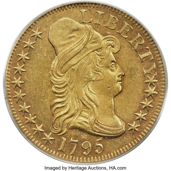 image for: 1795 $5 Small Eagle, BD-4, R.5, AU50 PCGS....