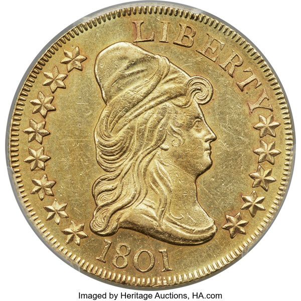 image for: 1801 $10 BD-1, R.5, AU58 PCGS....