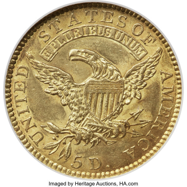 image for: 1818 $5 STATESOF, BD-2, R.4, MS61 NGC....