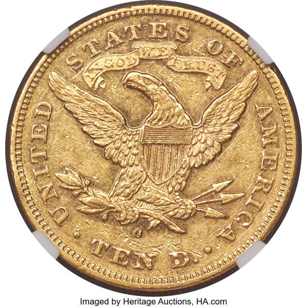 image for: 1879-O $10 AU58 NGC....