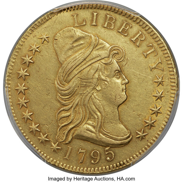 image for: 1795 $10 13 Leaves, BD-5, R.5, AU55 PCGS....