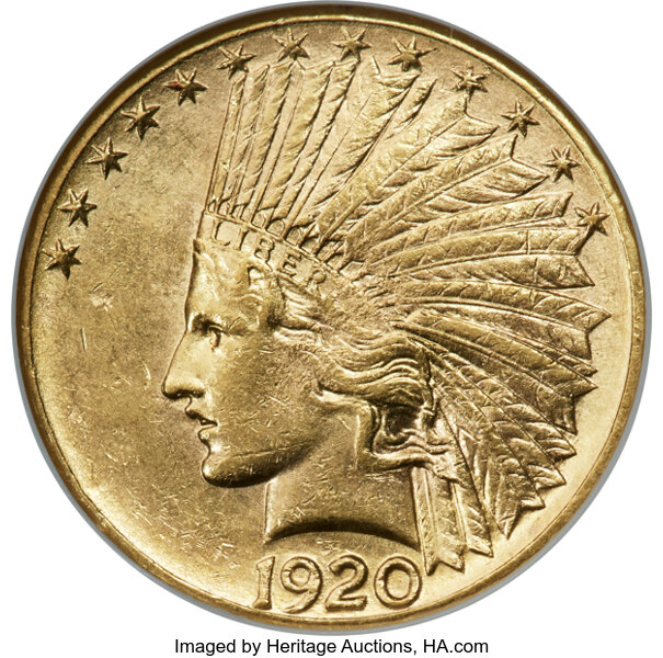image for: 1920-S $10 AU58 NGC....