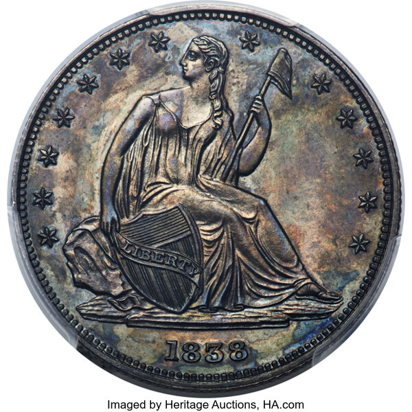 image for: 1838 P50C Seated Liberty Half Dollar, Judd-79 Original, Pollock-89, High R.7, PR64 PCGS....