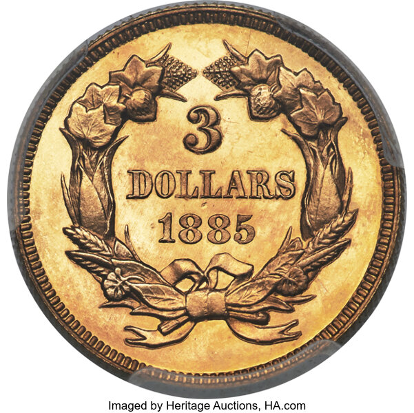 image for: 1885 $3 JD-1, High R.4, PR65 Cameo PCGS. CAC....