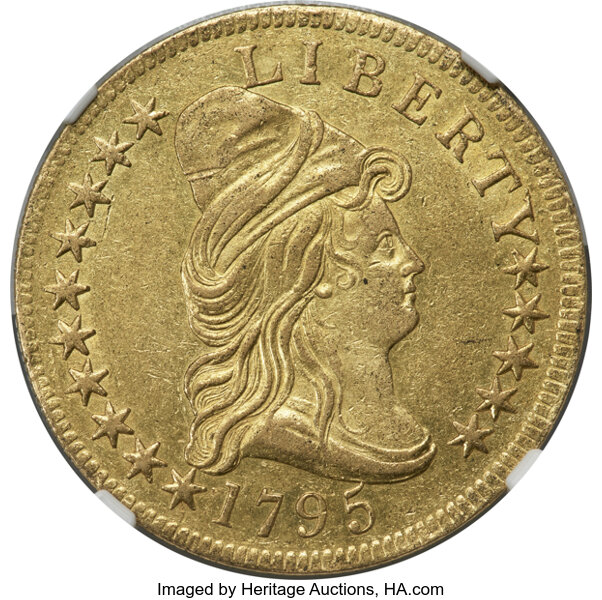 image for: 1795 $10 13 Leaves, BD-1, High R.3, AU55 NGC....