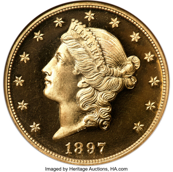 image for: 1897 $20 JD-1, R.5, PR66 Deep Cameo PCGS. CAC....