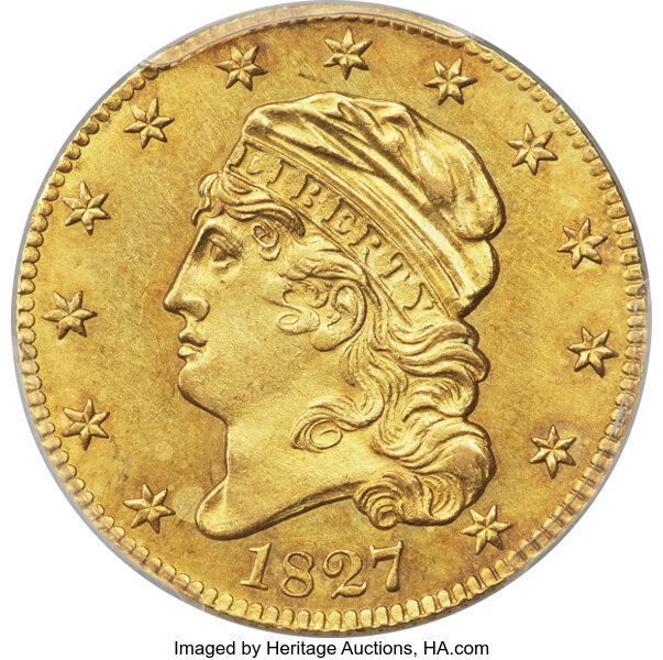 image for: 1827 $5 BD-1, R.6, MS62 PCGS. CAC....