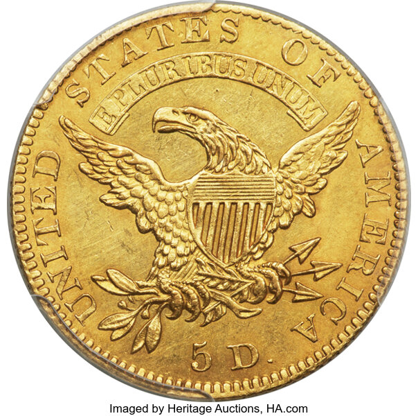 image for: 1827 $5 BD-1, R.6, MS62 PCGS. CAC....