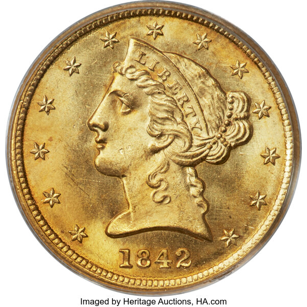 image for: 1842 $5 Small Letters MS66 PCGS. Breen-6536....