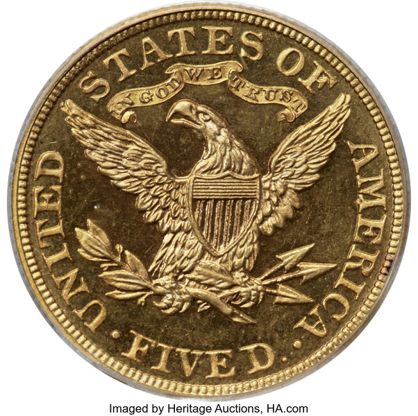 image for: 1885 $5 JD-1, Low R.6, PR65 Cameo PCGS. CAC....