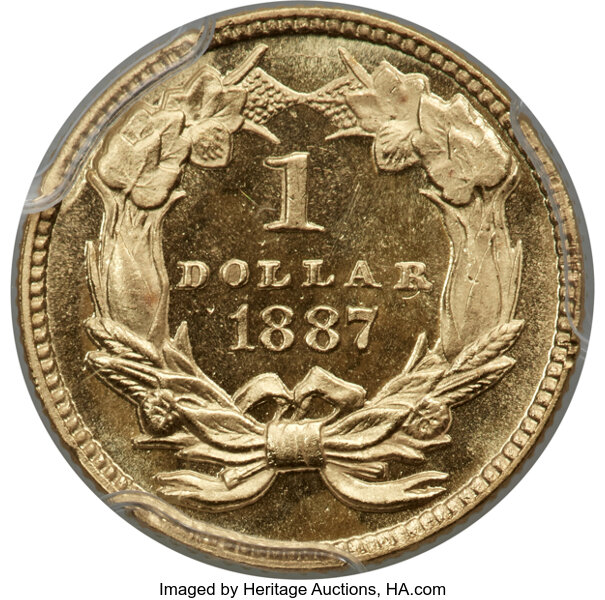 image for: 1887 G$1 Date Right, JD-1, Low R.5, PR66+ Cameo PCGS. CAC....