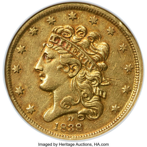 image for: 1838-D $5 HM-1, R.3, AU55 NGC....
