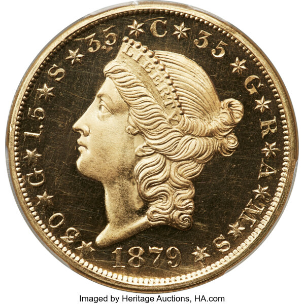 image for: 1879 $20 Liberty Head Quintuple Stella, Judd-1643, Pollock-1843, Low R.7, PR64 Deep Cameo PCGS....