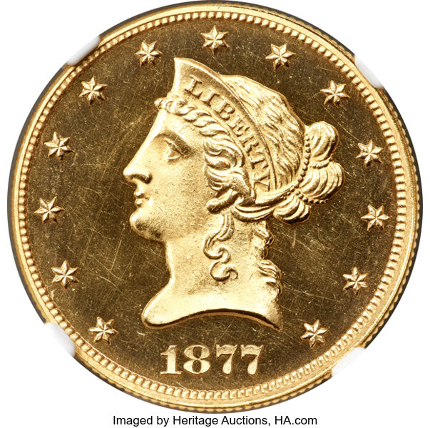 image for: 1877 $10 JD-1, R.7, PR65 Cameo NGC....