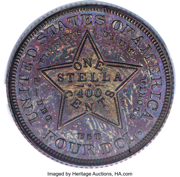 image for: 1880 $4 Stella, Judd-1658, Pollock-1858, High R.6, PR63 Brown PCGS....