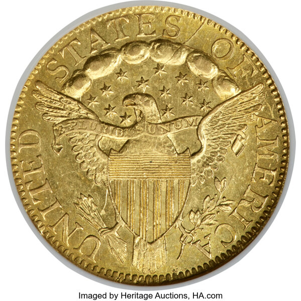 image for: 1799 $5 Small Reverse Stars, BD-1, High R.5, MS63 NGC....