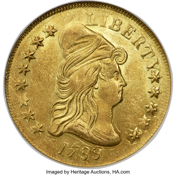 image for: 1799 $10 Small Obverse Stars, BD-7, R.3, MS62 NGC....