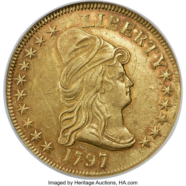 image for: 1797 $10 Large Eagle, BD-3, R.5, AU53 NGC....