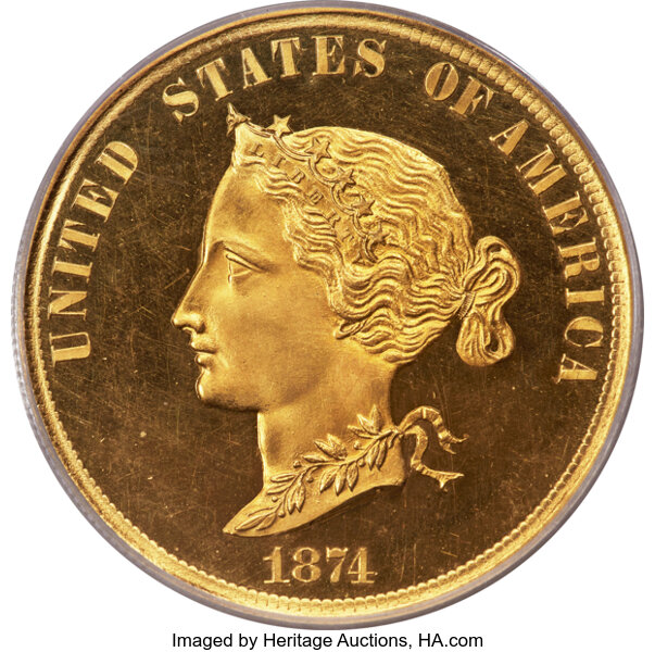 image for: 1874 $10 Bickford Ten Dollar, Judd-1373, Pollock-1518, R.8, PR65 Deep Cameo PCGS....