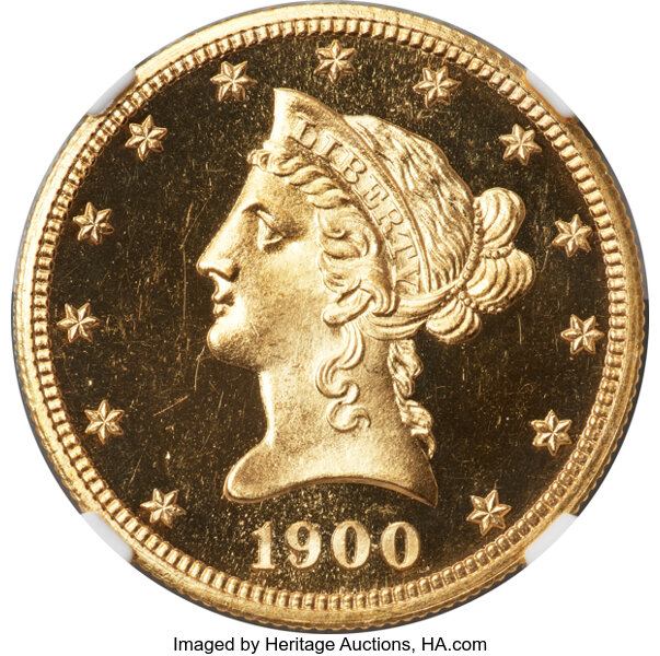 image for: 1900 $10 JD-1, Low R.5, PR66 Ultra Cameo NGC....