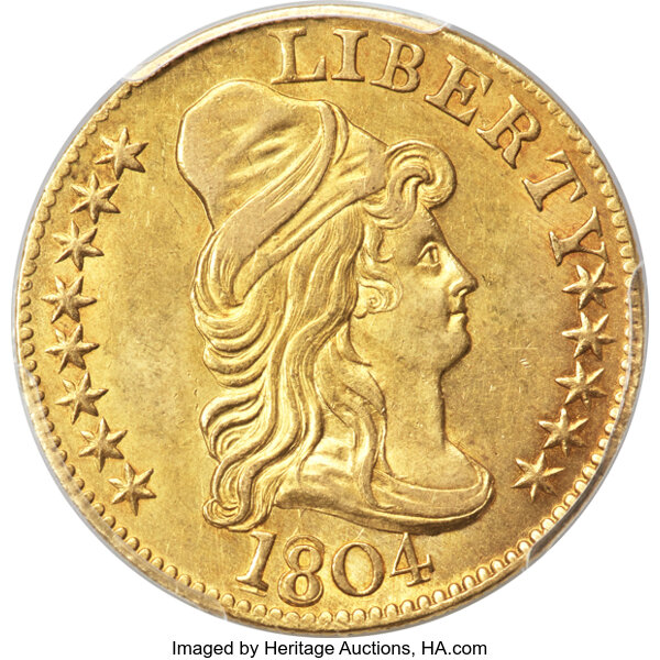 image for: 1804 $5 Small Over Large 8, BD-7, R.4, MS63 PCGS....