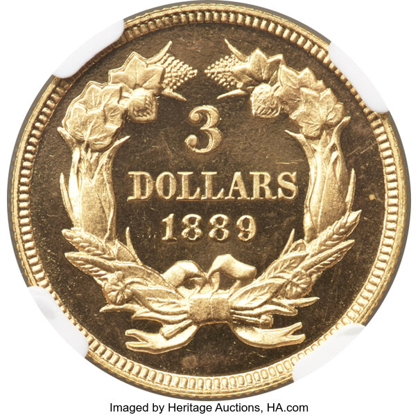 image for: 1889 $3 JD-1, R.4, PR66 Cameo NGC....