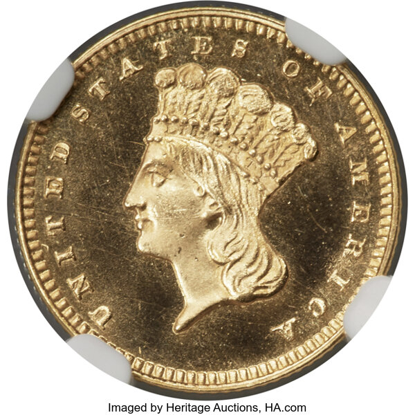 image for: 1860 G$1 JD-1, R.6, PR65 Cameo NGC....