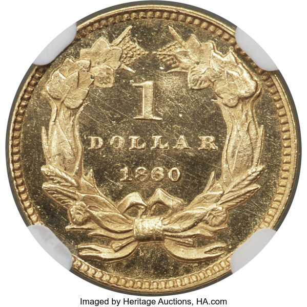 image for: 1860 G$1 JD-1, R.6, PR65 Cameo NGC....
