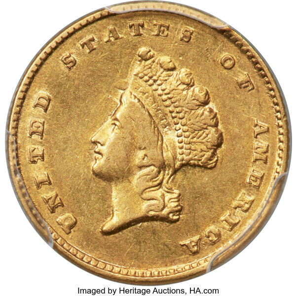 image for: 1855-D G$1 AU53 PCGS. Winter 7-I....